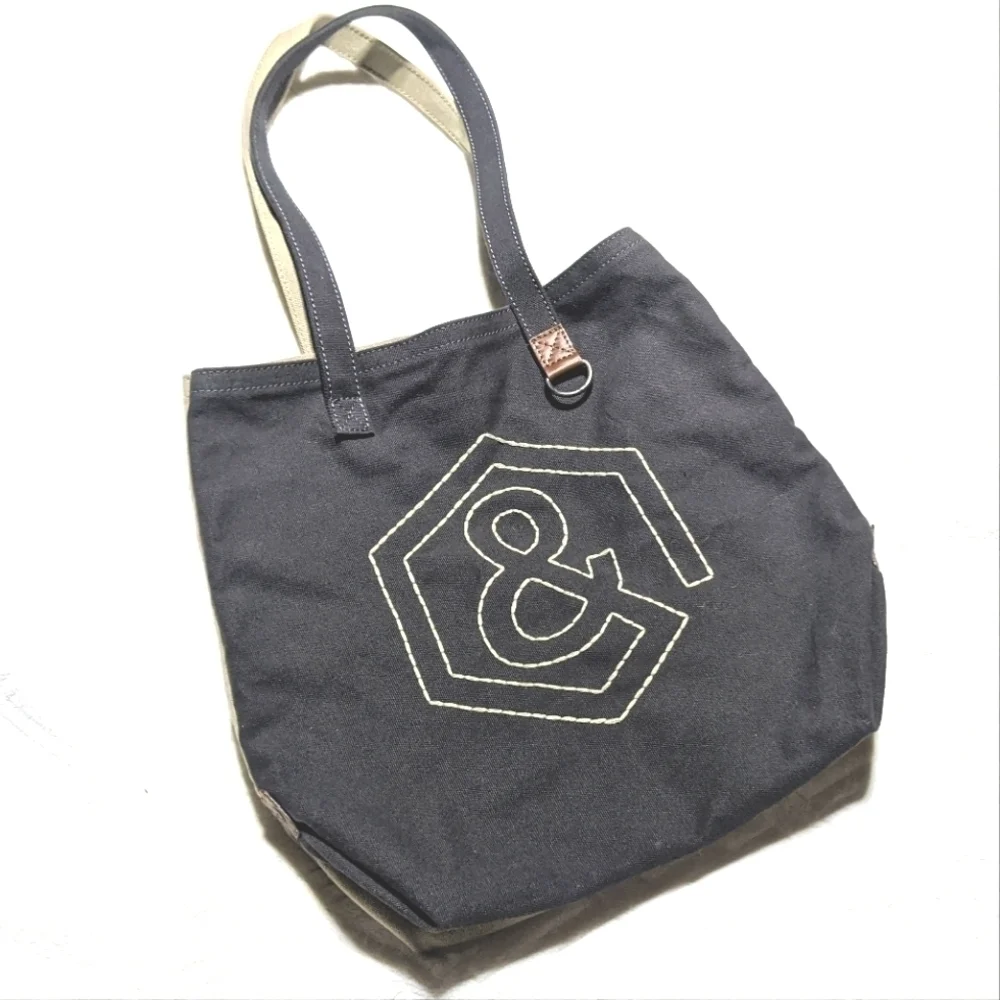 Alternative Stitched Canvas Tote Bag, Charcoal Khaki, 16x14